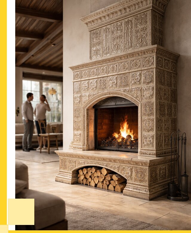 Купить изразцовый камин в Кумертау от 255225 р. | ЭриданКра