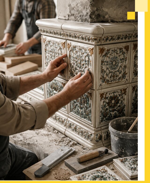 Изразцовые камины под ключ в Кумертау: проект и монтаж