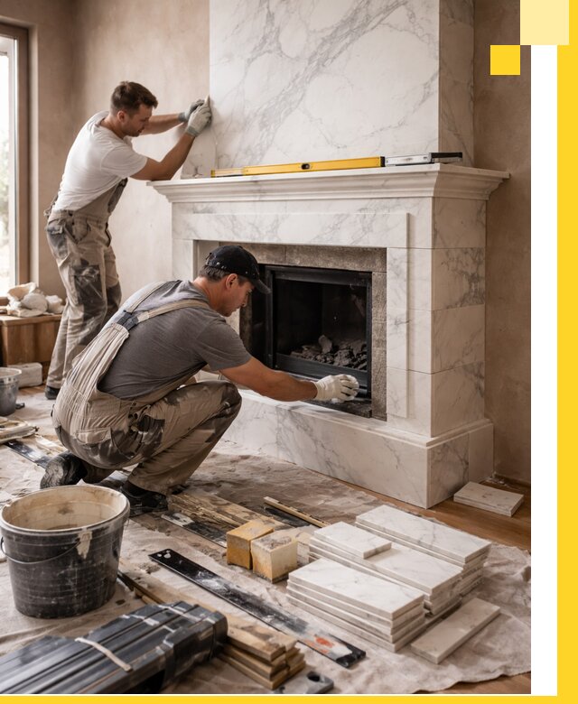 Отделка каминов в Кумертау качественные облицовочные работы