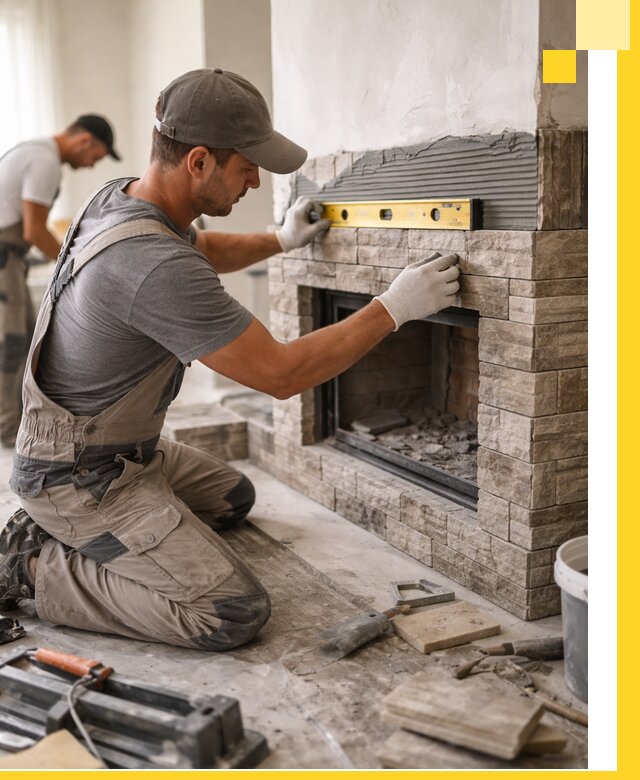 Облицовка каминов в Кумертау, монтаж и отделка натуральным камнем