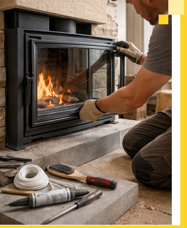 Производство, монтаж и доставка каминов со стеклом в Кумертау