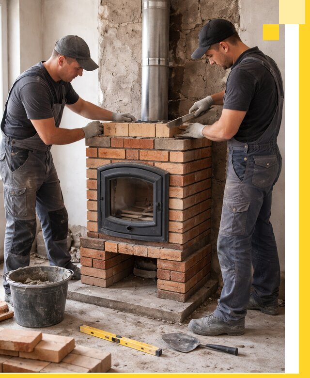 Монтаж печи камина под ключ в Кумертау с гарантией и пусконаладкой