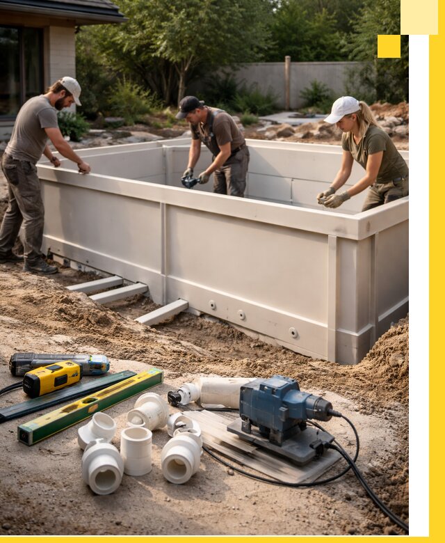 Установка полипропиленовых бассейнов под ключ в Кумертау