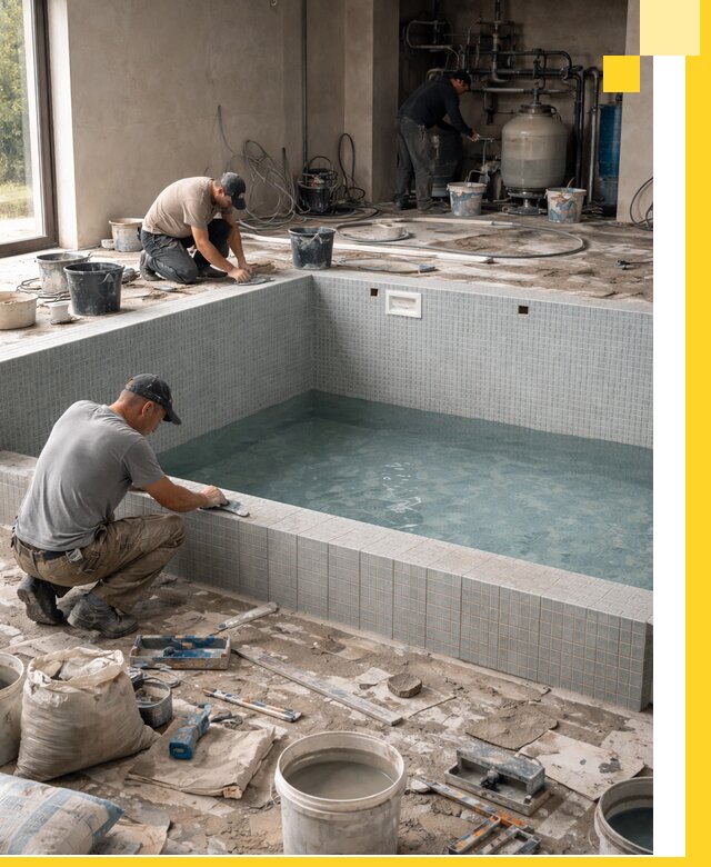 Строительство и монтаж бассейнов в помещении в Кумертау