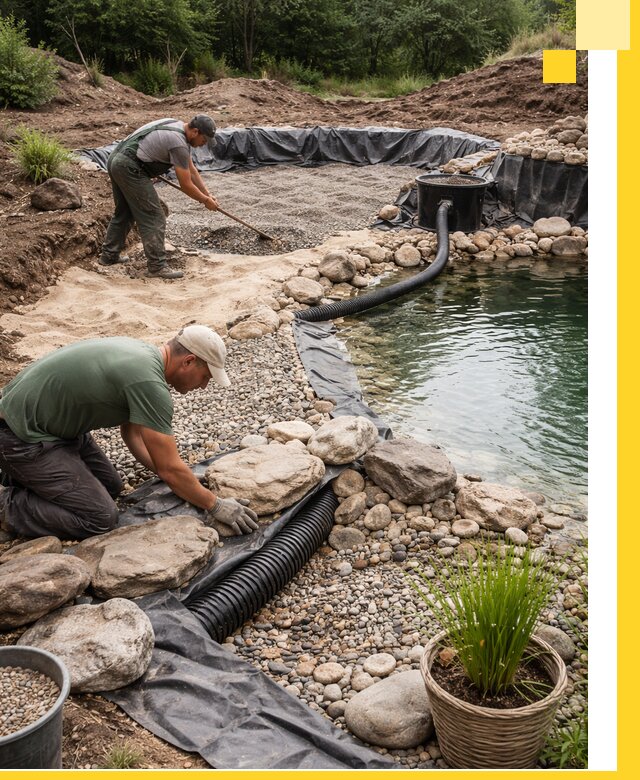 Строительство природных бассейнов и озер в Кумертау под ключ