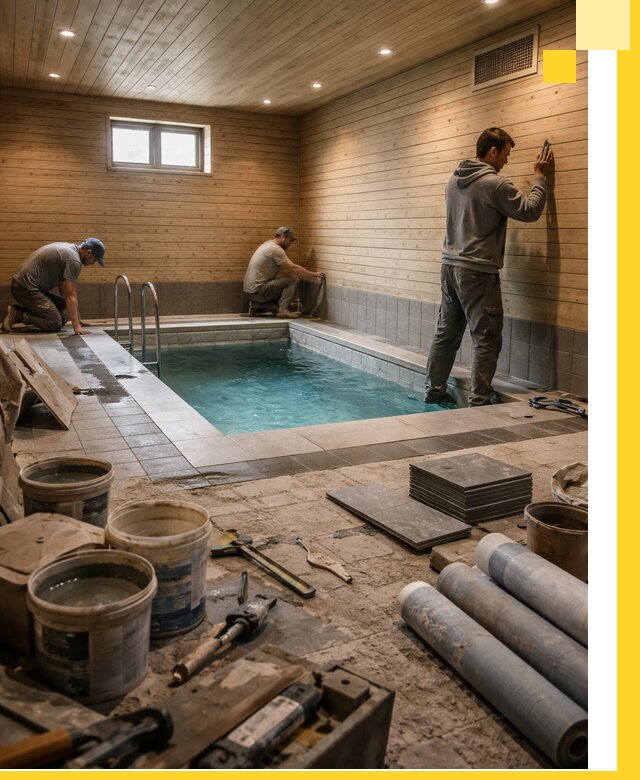 Строительство бани с бассейном и сауной под ключ в Кумертау