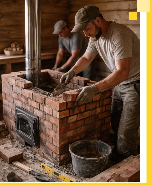 Кирпичные печи для бани под ключ в Кумертау, проект и монтаж