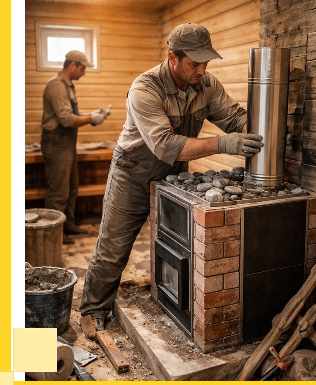 Монтаж печи в бане под ключ в Кумертау от 20418 р. | ЭриданКра