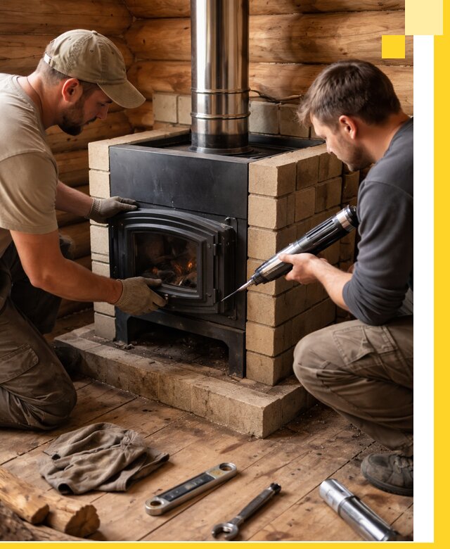 Монтаж и установка печи в бане под ключ с гарантией в Кумертау