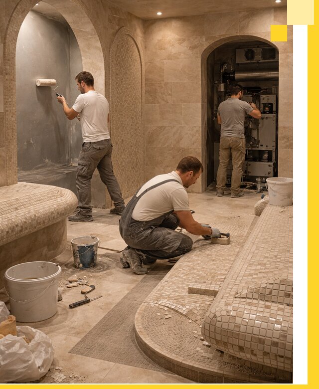 Строительство бани с хамамом и бассейном под ключ в Кумертау