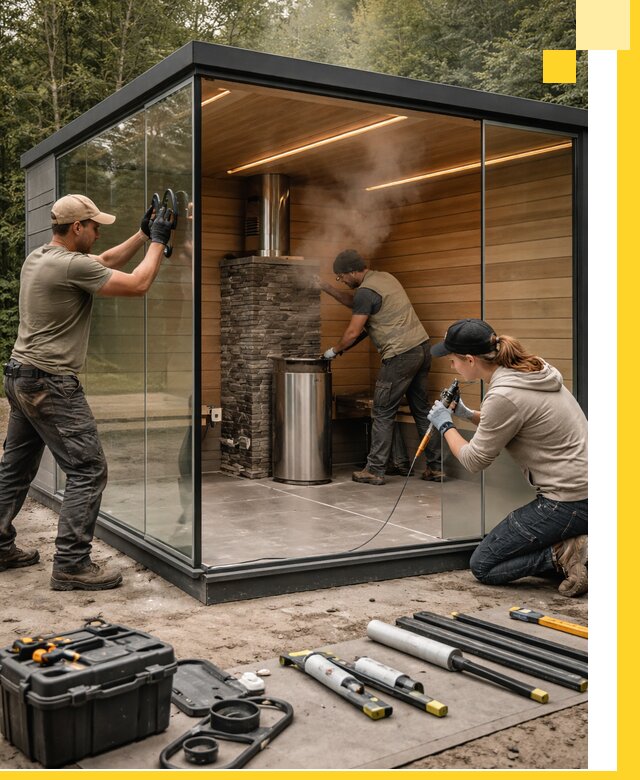 Проектирование и строительство стеклянных бань в Кумертау