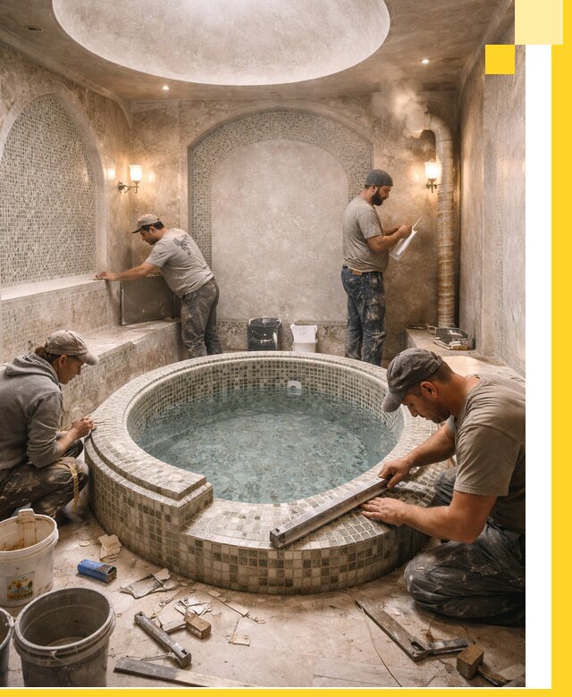 Профессиональное строительство хамама с бассейном в Кумертау под ключ